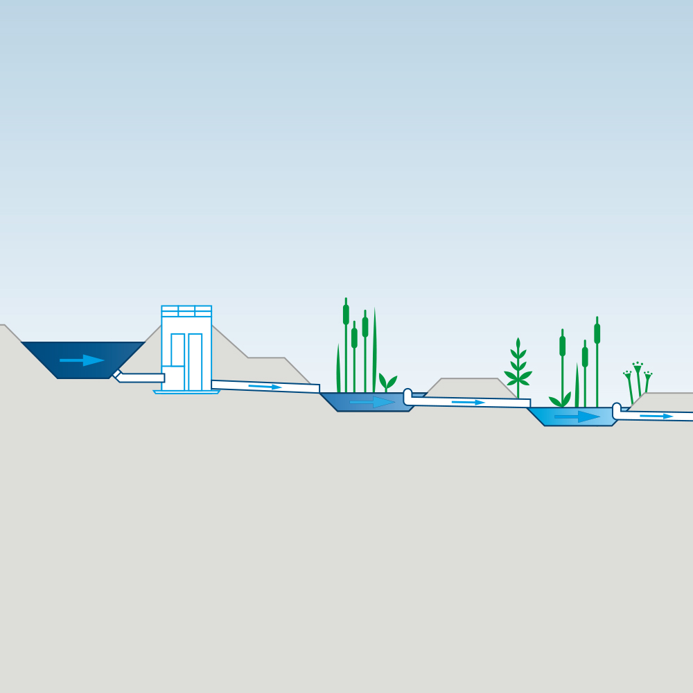 Type 3 is a surface flow wetland which is suitable for large scale applications.